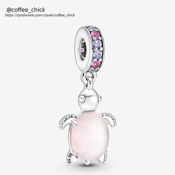 Pandora Murano Glass Pink Sea Turtle Dangle Charm - Picture 1 of 2